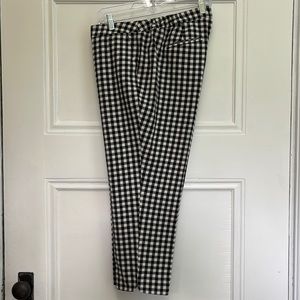 Talbots Hampshire Ankle Gingham Check Black Ivory Pants 16WP Petites